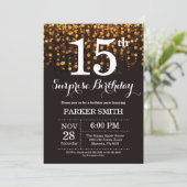 サプライズ15th誕生日招待状金ゴールドグリッター 招待状 (スタンド正面)