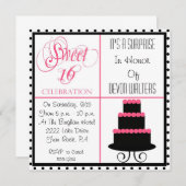 サプライズ16歳の誕生日パーティー招待状 - Sweet 16 パーティー招待状 招待状 (正面/裏面)