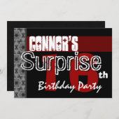 サプライズ16誕生日赤モダン色星v10 招待状 (正面/裏面)