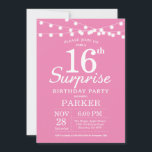 サプライズ16th誕生日招待状ピンク 招待状<br><div class="desc">ストリングライト付き誕生日招待状で16番目の驚きを実現。ピンクの背景子供の誕生日。女の子女エレガントのモダン女の子。13日16日18日21日21日30日30日40日60日70日80日90日100日、年齢に関係なく。さらにカスタマイズするには、「クリック カスタマイズ   」ボタンをクリックし、デザインツールを使用してこのテンプレートを変更してください。</div>