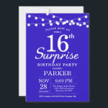 サプライズ16th誕生日招待状ブ王室のルー 招待状<br><div class="desc">驚きの16番目の誕生日招待状とストリングライト。青王室の背景子供の誕生日。男の子または女の子Bday招待状。第15回16回18回20回21回30回50回70回80回90回100回、年齢は問わない。さらにカスタマイクリックズを行う場合はカスタマイズ、「IT」ボタンをクリックし、このテンプレートを変更するために当社のデザインツールを使用する。</div>