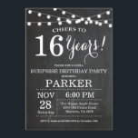 サプライズ16th誕生日招待状Chalkboard 招待状<br><div class="desc">驚きの16th誕生日招待状の黒板の背景ストリングライト。白黒.第15回16回18回20回21回30回50回70回80回90回100回、年齢は問わない。大人誕生日。女性または男性の誕生日パーティー。さらにカスタマイクリックズを行う場合はカスタマイズ、「IT」ボタンをクリックし、このテンプレートを変更するために当社のデザインツールを使用する。</div>