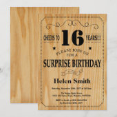 サプライズ16th誕生日素朴ウッド 招待状 (正面/裏面)