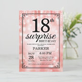 サプライズ18歳の誕生日招待状 ピンクグリッター 招待状 (スタンド正面)
