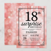 サプライズ18歳の誕生日招待状 ピンクグリッター 招待状 (正面/裏面)