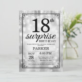 サプライズ18歳誕生日招待状シルバーグリッター 招待状 (スタンド正面)