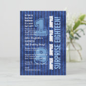 サプライズ18番目の誕生日ブルーストライプW555 招待状 (スタンド正面)