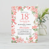 サプライズ18誕生日ピンクボホボタニカルフローラ 招待状 (スタンド正面)