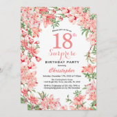 サプライズ18誕生日ピンクボホボタニカルフローラ 招待状 (正面/裏面)