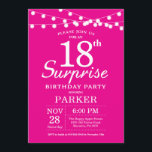 サプライズ18誕生日招待状ホットピンク 招待状<br><div class="desc">驚きの第18誕生日招待状とストリングライト。ホットピンク背景。女性の女のエレガント女モダンの日。第15回16回18回20回21回30回50回70回80回90回100回、年齢は問わない。さらにカスタマイクリックズを行う場合はカスタマイズ、「IT」ボタンをクリックし、このテンプレートを変更するために当社のデザインツールを使用する。</div>