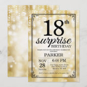 サプライズ18誕生日招待状金ゴールドグリッター 招待状 (正面/裏面)