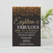 サプライズ18誕生日18と素晴らしい金ゴールド 招待状 (スタンド正面)