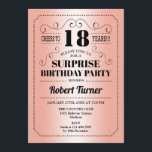サプライズ18誕生日-バラ金ゴールドブラック 招待状<br><div class="desc">驚きの18番目の誕生日招待状レトロデザインフェイクバラ金ゴールドフォイルとブラック。応援18年！任意のパーソナライズされた年に入ることができる。</div>