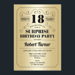 サプライズ18誕生日-金ゴールドブラック 招待状<br><div class="desc">フォイル金ゴールドとブラックで驚きの18誕生日招待状フェイクレトロデザイン。応援18年！任意のパーソナライズされた年に入ることができる。</div>