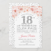 サプライズ18thバースデーパーティー – ホワイト金ゴールドピンク 招待状 (正面/裏面)