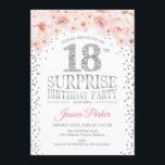 サプライズ18thバースデーパーティー – ホワイト金ゴールドピンク 招待状<br><div class="desc">サプライズ18th誕生日パーティーの招待状。エレガントグリッター銀フェイク白とピンクのデザイン。特徴紙吹雪、スクリプトフォントと水色赤面ピンクの花。メッセージもしの詳細なカスタマイズが必要。</div>