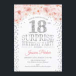 サプライズ18thバースデーパーティー – ホワイト金ゴールドピンク 招待状<br><div class="desc">サプライズ18th誕生日パーティーの招待状。エレガントグリッター銀フェイク白とピンクのデザイン。特徴紙吹雪、スクリプトフォントと水色赤面ピンクの花。メッセージもしの詳細なカスタマイズが必要。</div>