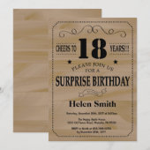 サプライズ18th誕生日ウッ素朴ド 招待状 (正面/裏面)