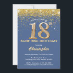 サプライズ18th誕生日ブルー&金ゴールドグリッター 招待状<br><div class="desc">驚き18誕生日ブルーと金ゴールドグリッター紙吹雪誕生日招待状さらにカスタマイズするには、「クリック カスタマイズ   」ボタンをクリックし、デザインツールを使用してこのテンプレートを変更してください。</div>