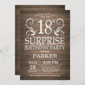 サプライズ18th誕生日招待状素朴ウッド 招待状 (正面/裏面)
