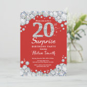 サプライズ20歳の誕生日招待状 シルバー ダイヤモンド 招待状 (スタンド正面)