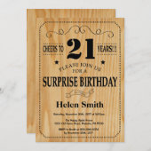サプライズ21歳の誕生日ウッ素朴ド 招待状 (正面/裏面)