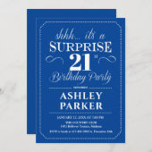 サプライズ21歳の誕生日パーティー – ネイビーホワイト 招待状 (正面/裏面)