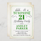 サプライズ21歳の誕生日パーティー – ホワイトグリーン 招待状 (正面/裏面)