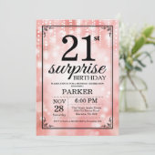 サプライズ21歳の誕生日招待状ピンクグリッター 招待状 (スタンド正面)