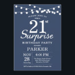 サプライズ21歳の誕生日招待状ブルー 招待状<br><div class="desc">驚きの21th誕生日招待状とストリングライト。青の背景男の子または女の子の誕生日。第15回16回18回20回21回30回50回70回80回90回100回、年齢は問わない。さらにカスタマイクリックズを行う場合はカスタマイズ、「IT」ボタンをクリックし、このテンプレートを変更するために当社のデザインツールを使用する。</div>