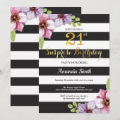 サプライズ21歳の誕生日招待状女性フローラ 招待状 (正面/裏面)