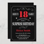サプライズ21歳の誕生日招待状赤と黒 招待状 (正面/裏面)