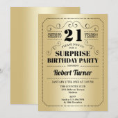 サプライズ21歳の誕生日 - ゴールド ブラック 招待状 (正面/裏面)