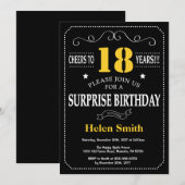 サプライズ21歳の黒と黄色の黒の黒板 招待状 (正面/裏面)