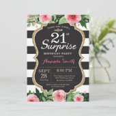 サプライズ21歳誕生日招待状 女性 花模様 招待状 (スタンド正面)