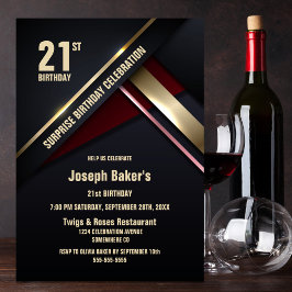 サプライズ21金ゴールド型バースデーパーティー 招待状