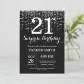 サプライズ21stバースデー招待状シルバーグリッター 招待状 (スタンド正面)