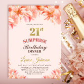 サプライズ21thバースデーピンク金ゴールドフローラディナー 招待状