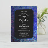 サプライズ21th誕生日パーティーブラックwブルー 招待状 (スタンド正面)