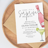 サプライズ21th誕生日パーティーホワイトピンクシャンパン 招待状