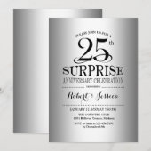 サプライズ25周年結婚記念日 - シルバー 招待状 (正面/裏面)