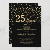 サプライズ25周年記念祝賀 - ブラックゴールド 招待状 (正面/裏面)