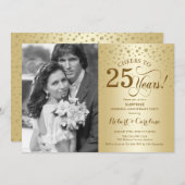 サプライズ25周年記念 フォト ゴールド エレガント 招待状 (正面/裏面)