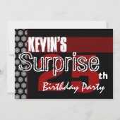 サプライズ25誕生日レモダンッドホワイトブラックW445 招待状 (正面)