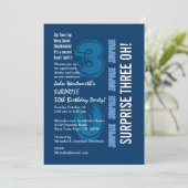 サプライズ30モダン誕生日·ブルー·ホワイト·スリー·オー! 招待状 (スタンド正面)
