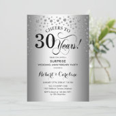 サプライズ30周年パーティー シルバー ブラック 招待状 (スタンド正面)