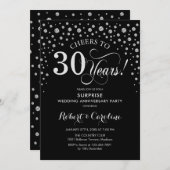 サプライズ30周年パーティー ブラック シルバー 招待状 (正面/裏面)