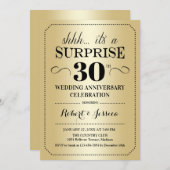 サプライズ30周年結婚記念日 - ゴールド ブラック 招待状 (正面/裏面)