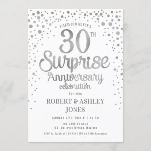 サプライズ30周年結婚記念日 - シルバー&ホワイト 招待状
