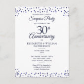 サプライズ30周年結婚記念日 ブルーハート ポストカード (正面)